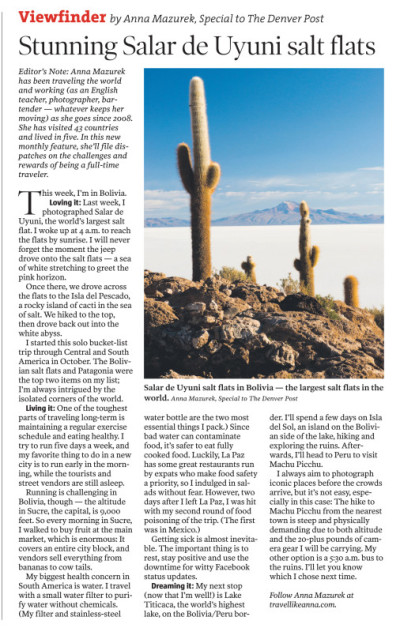 In Print: The Denver Post (Viewfinder Travel Column)